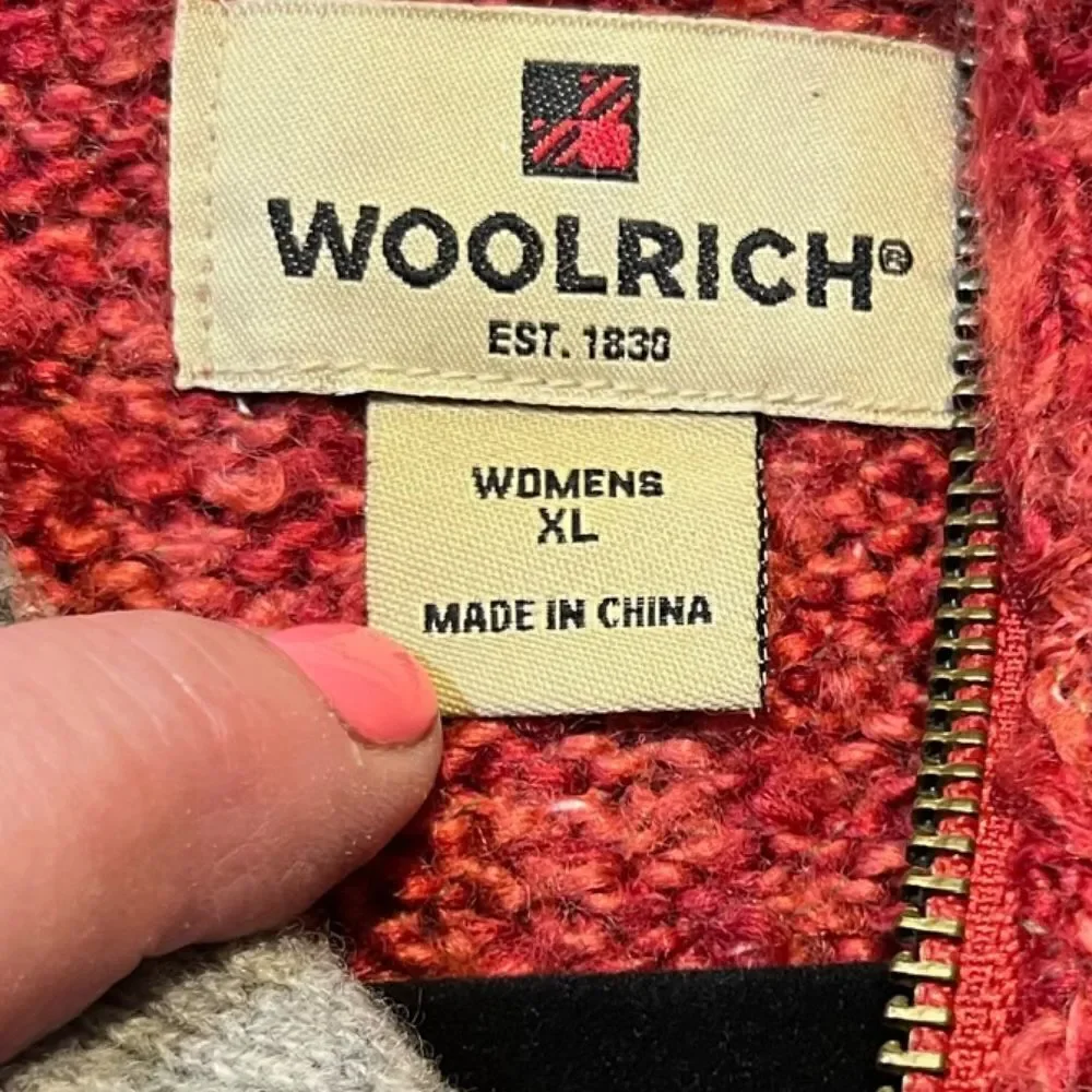 WOOLRICH Long Sleeve 1/4 Zip Pullover Acrylic Wool Red Women’s Size XL